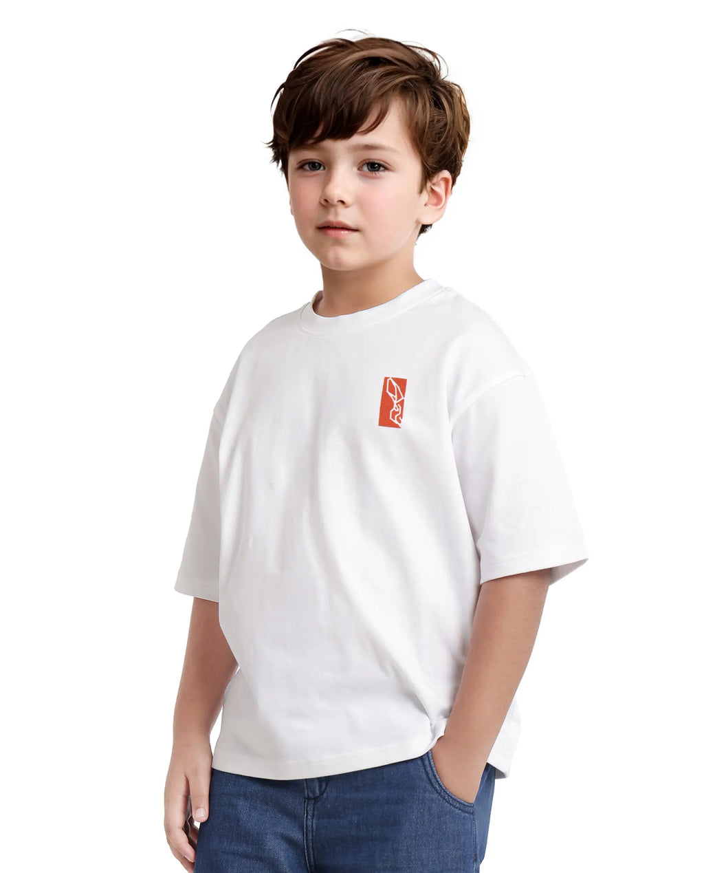Rare Ones Kids Hord-K White Cotton Half Sleeve Slip-On Printed Boxy Fit T-Shirt