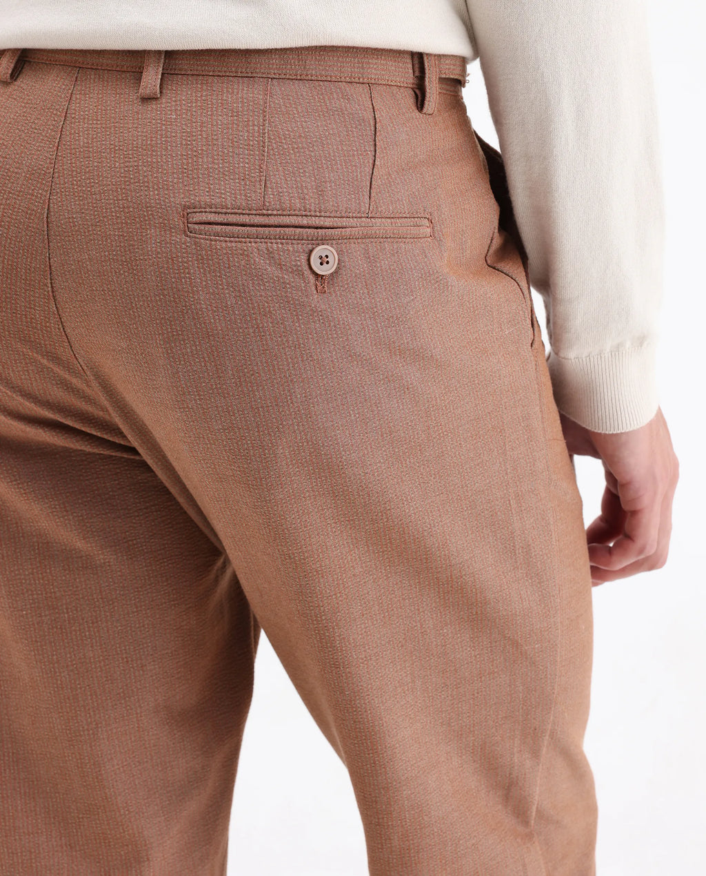 Rare Rabbit Men's Horon Rust Cotton Blend Plain Baggy Fit Trouser