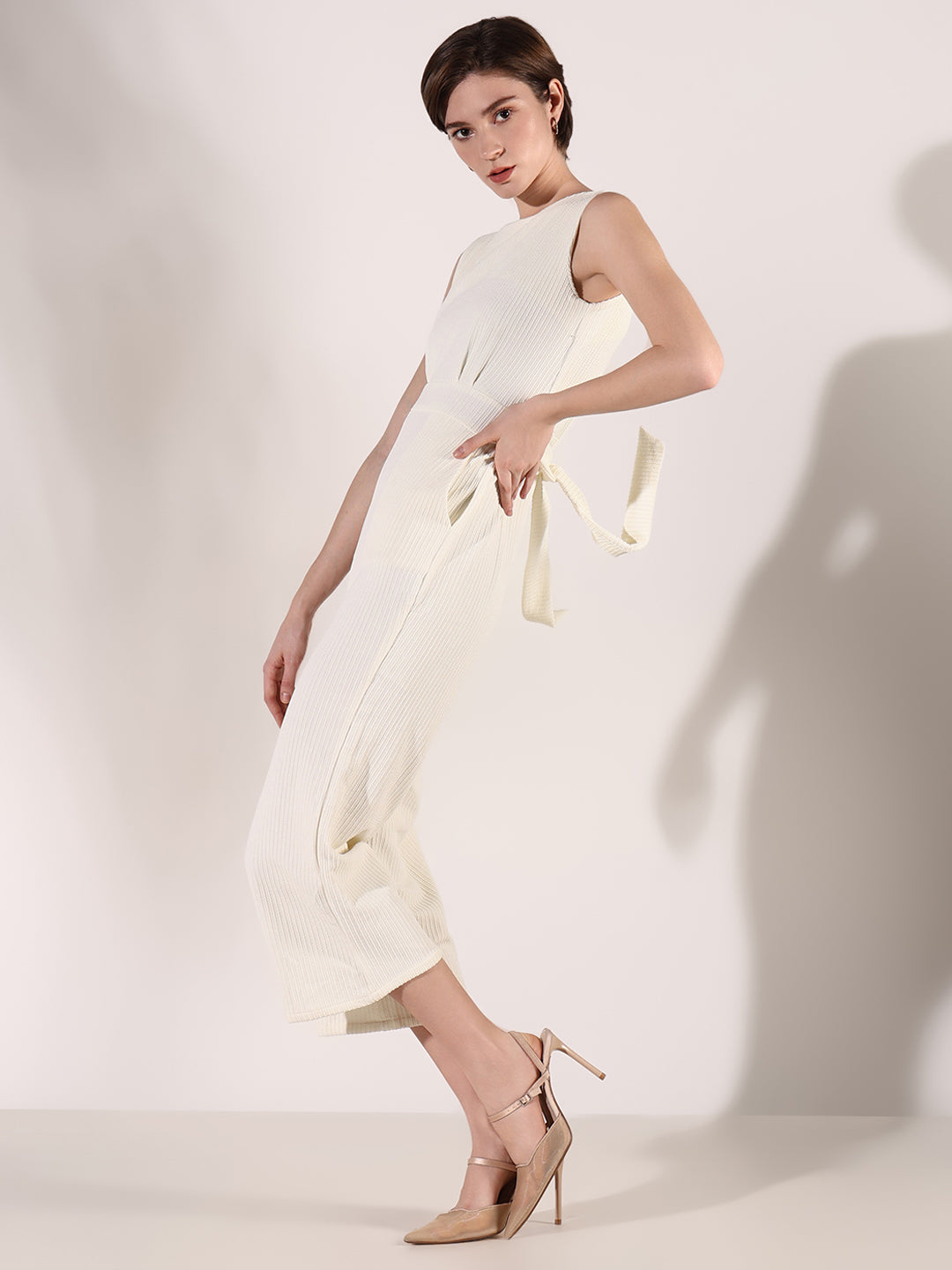 Women's Cream Basic Jumpsuit