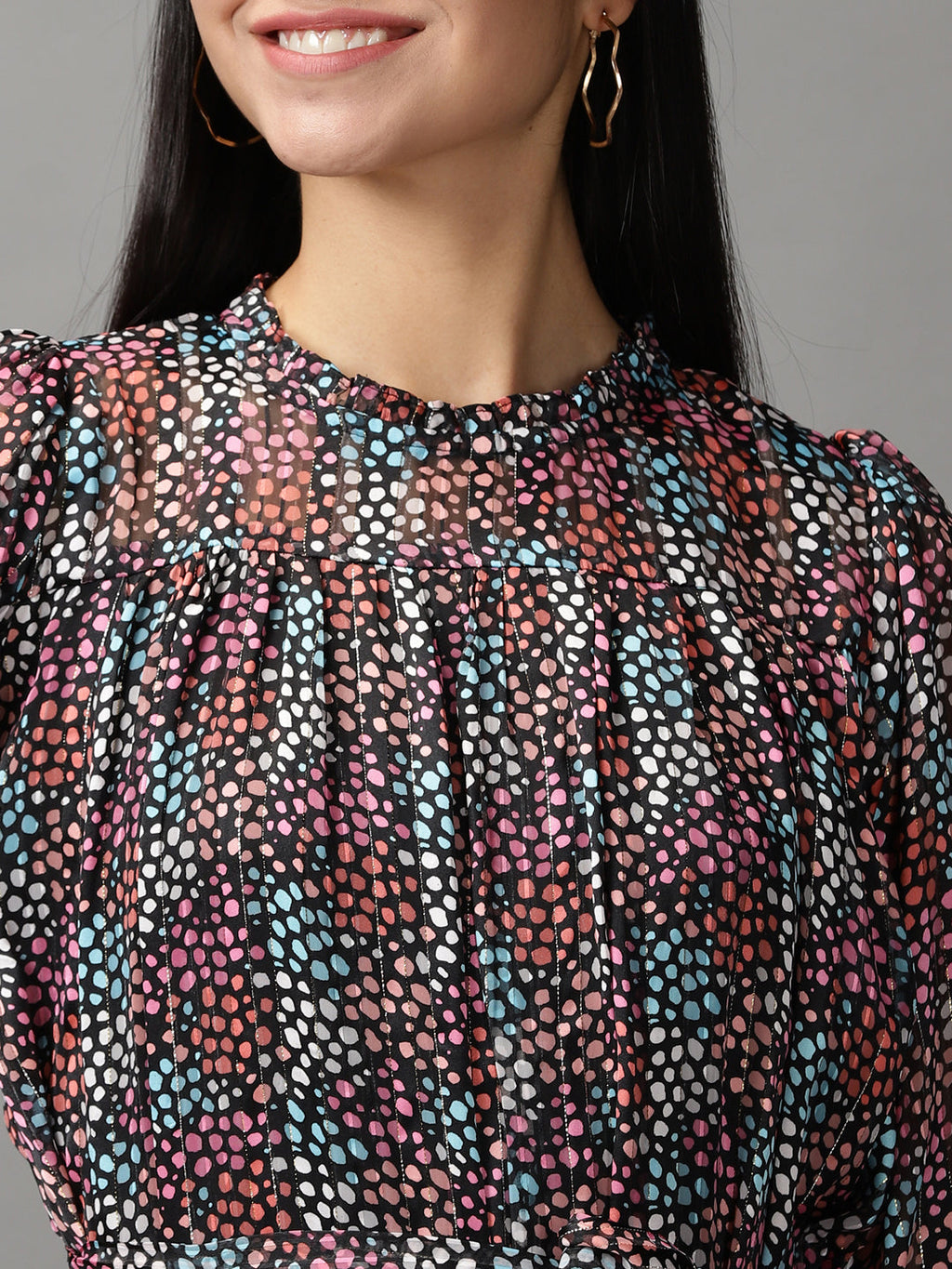 Women's Multi Geometric Printed Fit and Flare Dress