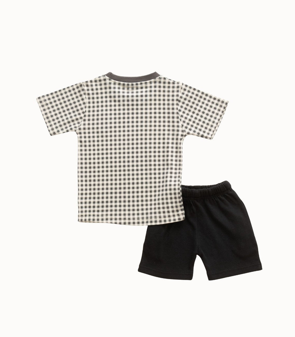 Checkered Printed Kids Tshirt With Matching Shorts