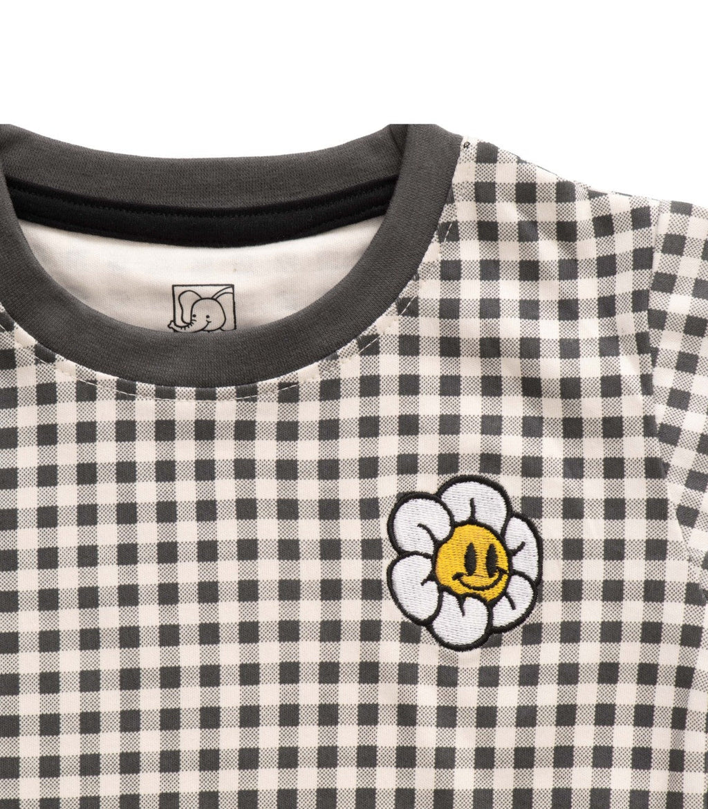 Checkered Printed Kids Tshirt With Matching Shorts