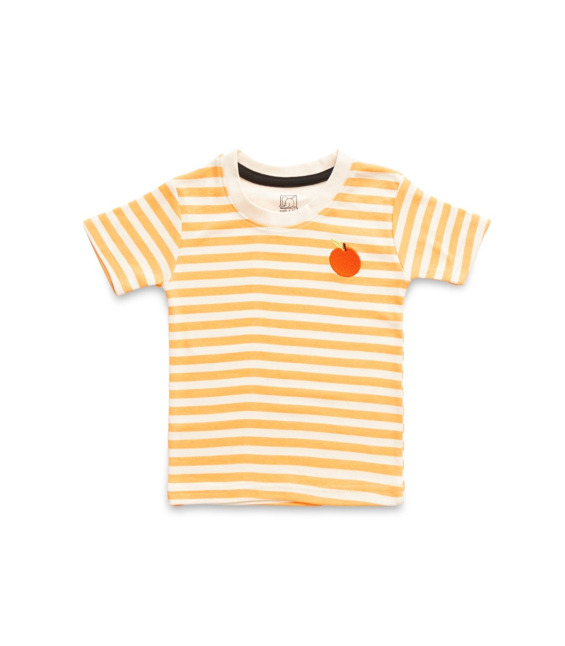 Orange Stripes & Fruit Embroidered Kids Tshirt With Shorts