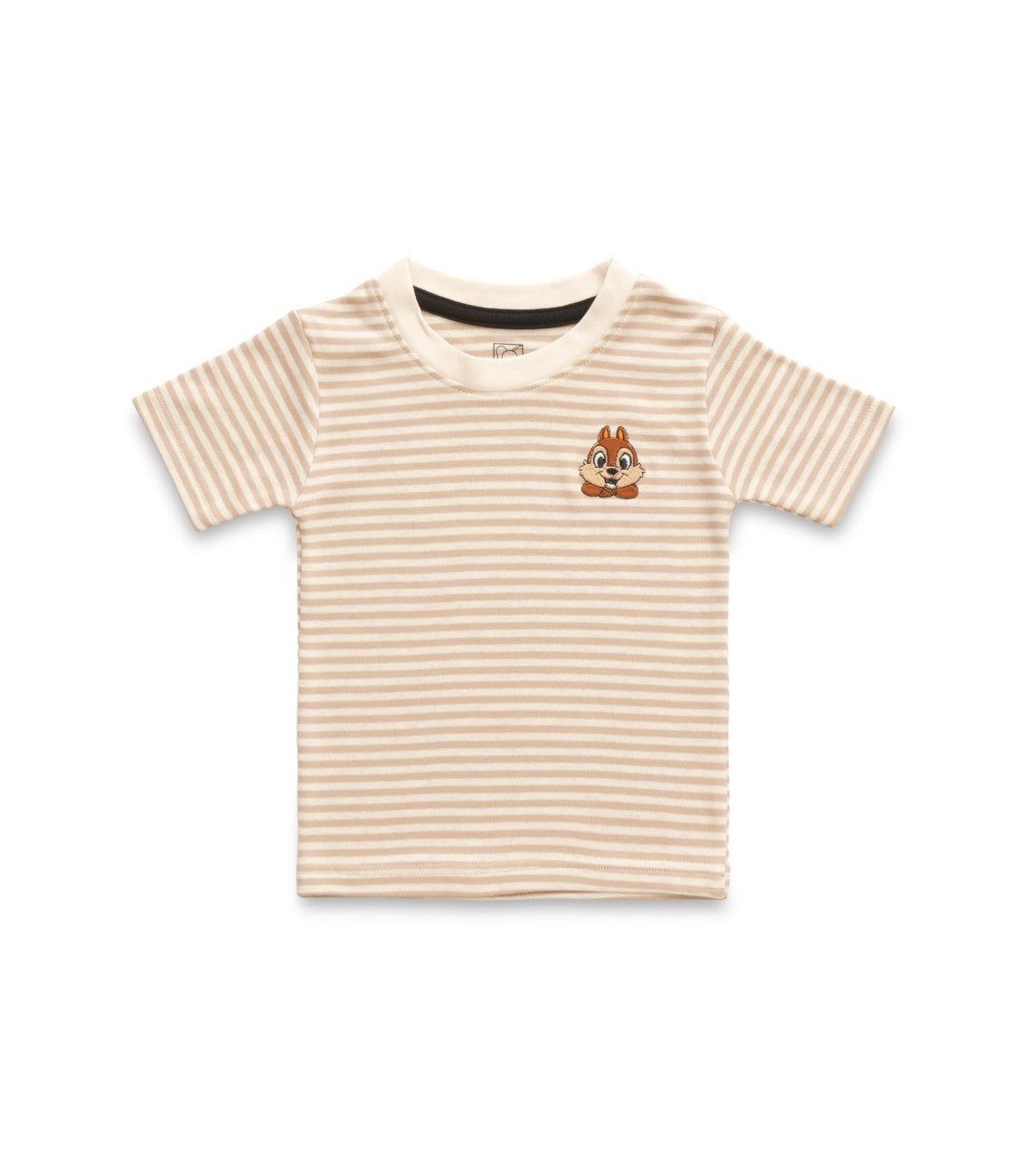 Brown Stripes & Squirrel Embroidered Kids Tshirt With Shorts