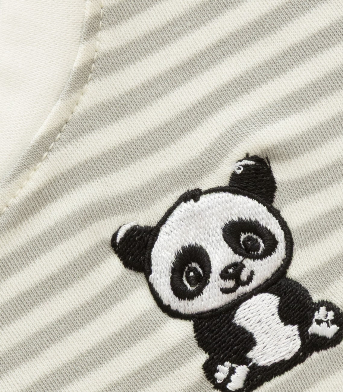 Grey Stripes & Panda Embroidered Kids Tshirt With Shorts