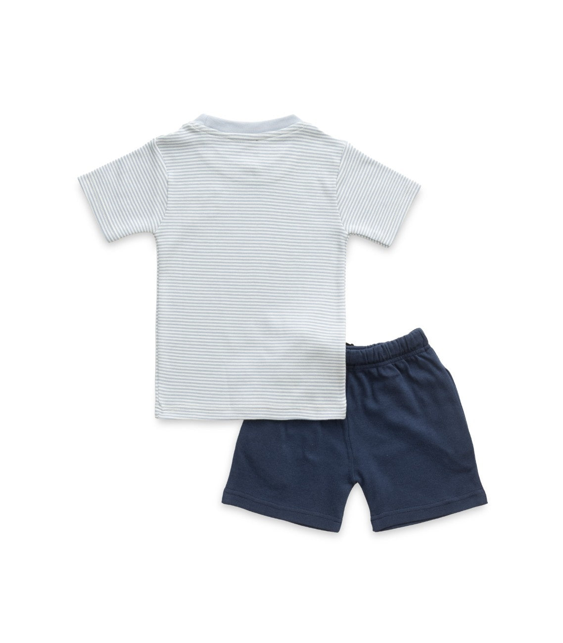 Blue Stripes & Doggy Embroidered Kids Tshirt With Shorts