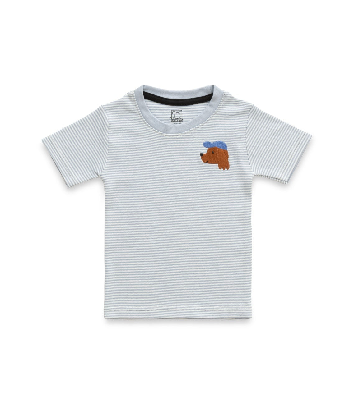 Blue Stripes & Doggy Embroidered Kids Tshirt With Shorts
