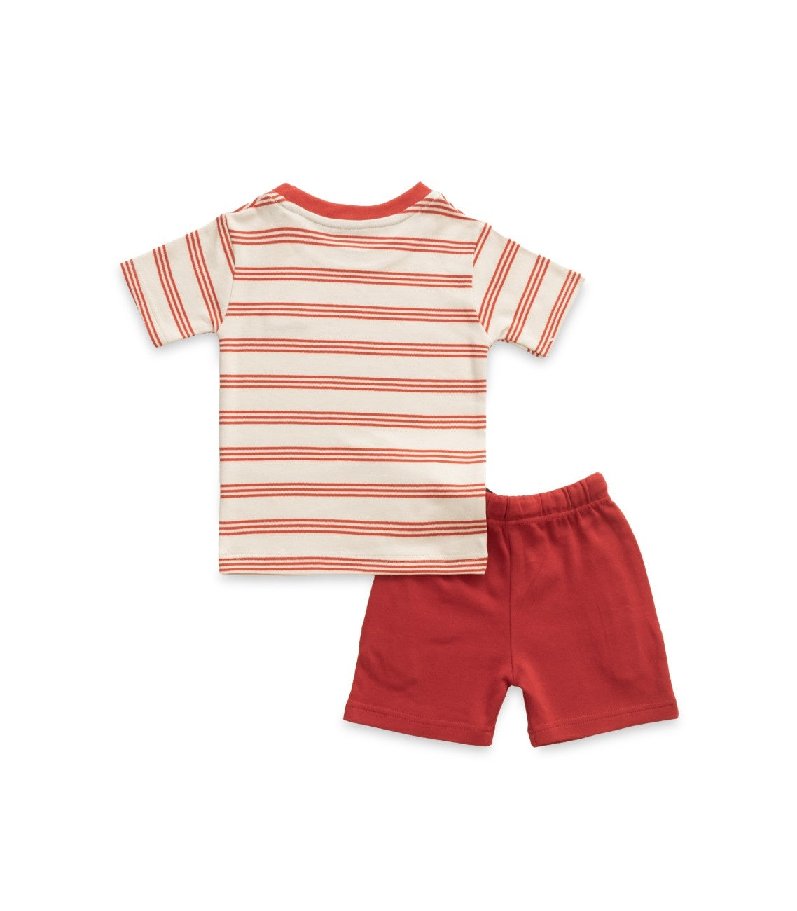 Red Stripes & Bruh Embroidered Kids Tshirt With Shorts