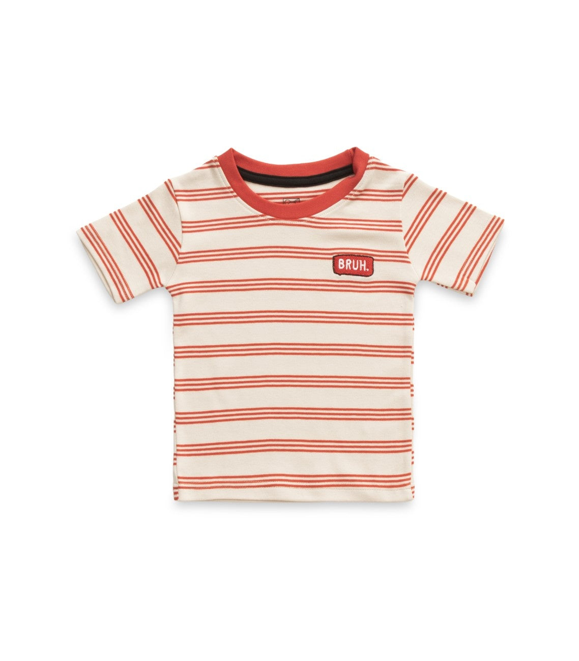 Red Stripes & Bruh Embroidered Kids Tshirt With Shorts