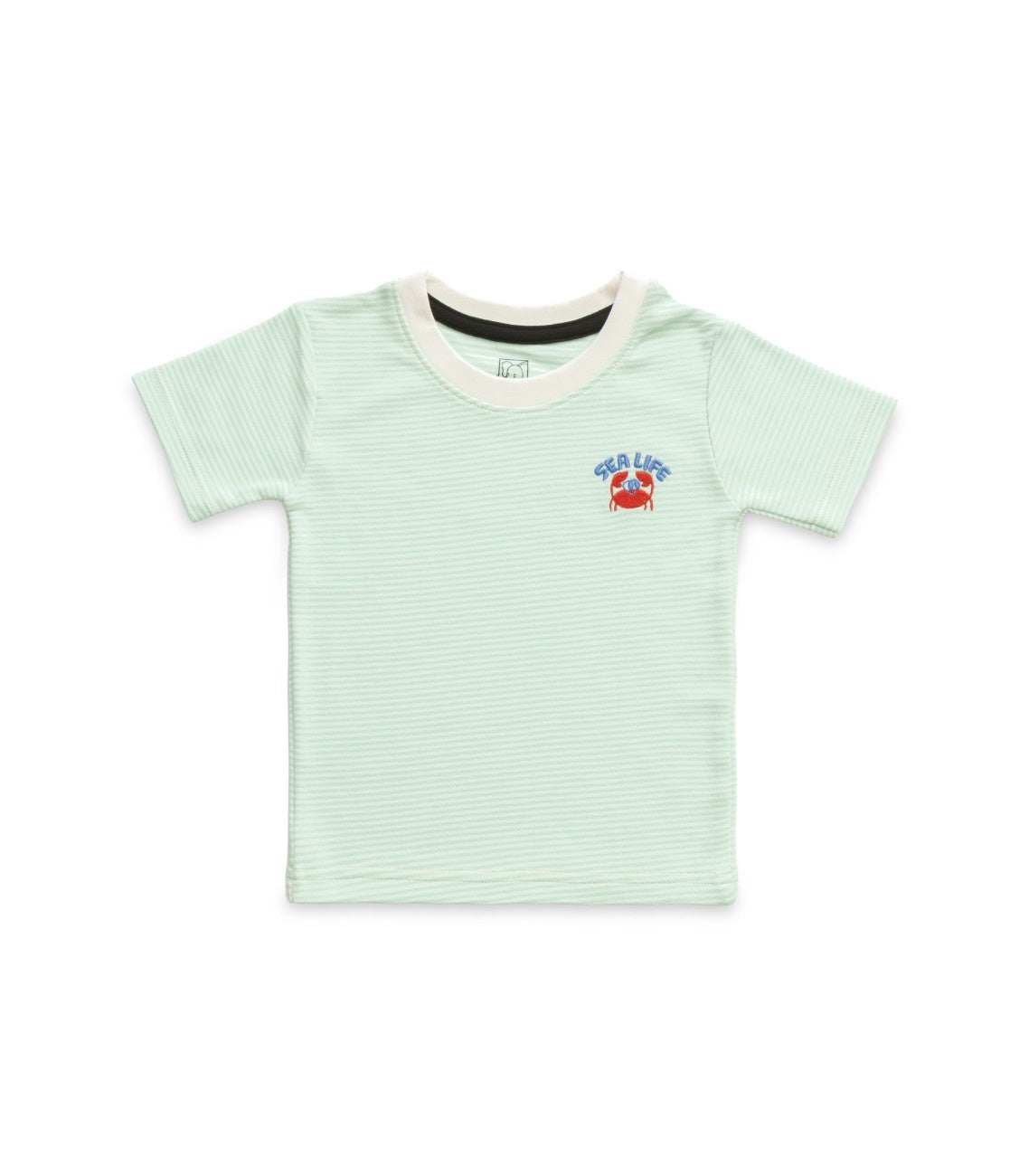 Green Stripes & Sea Life Embroidered Kids Tshirt With Shorts