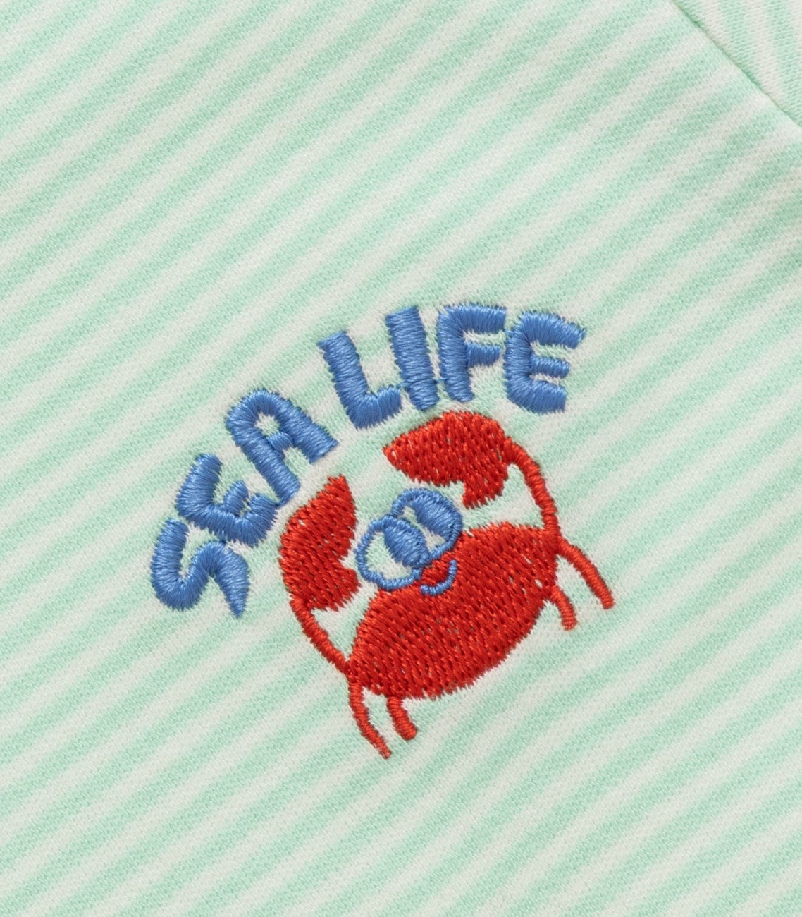 Green Stripes & Sea Life Embroidered Kids Tshirt With Shorts