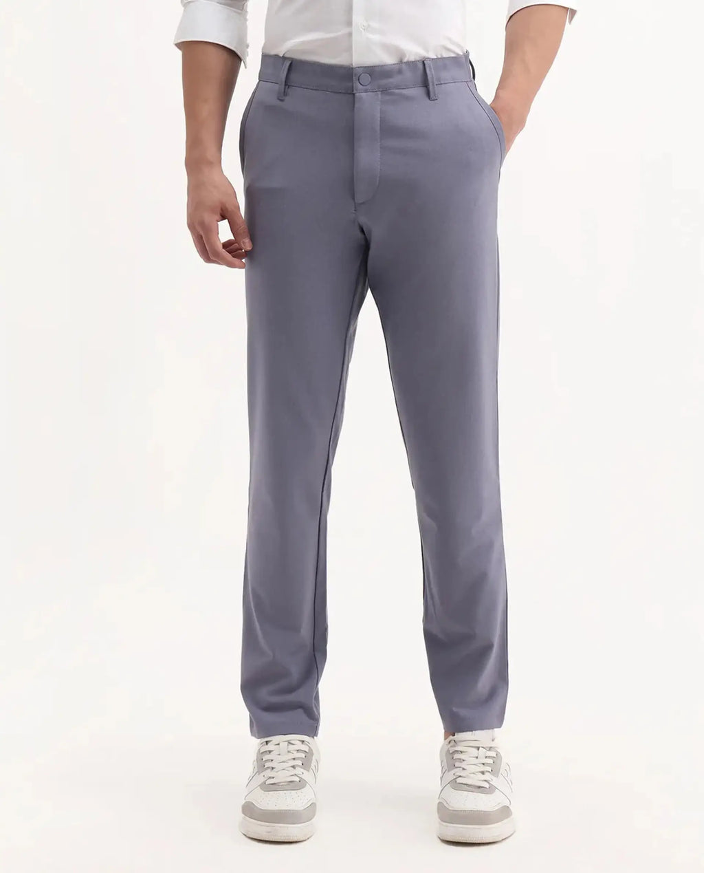 Rare Rabbit Men's Driver-2 Dusky Purple Polyester Blend Plain Regular Fit Trouser
