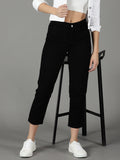 Women's Black High-Rise Cotton Jeans