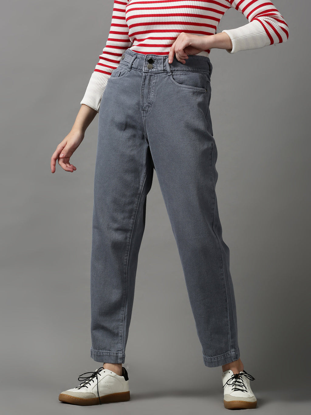 Women's Grey Cotton Denim Jeans