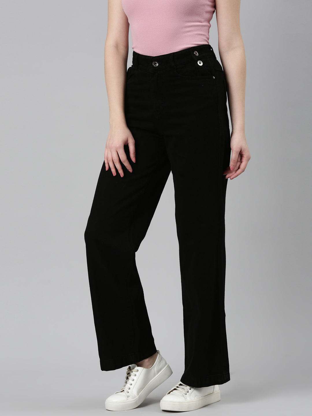Women's Black Jean Wide Leg High-Rise Denim Jeans