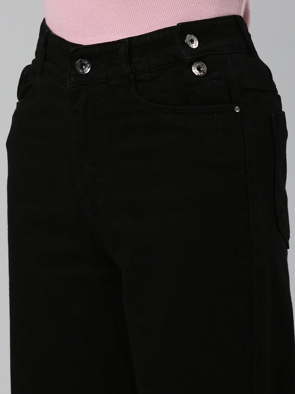 Women's Black Jean Wide Leg High-Rise Denim Jeans