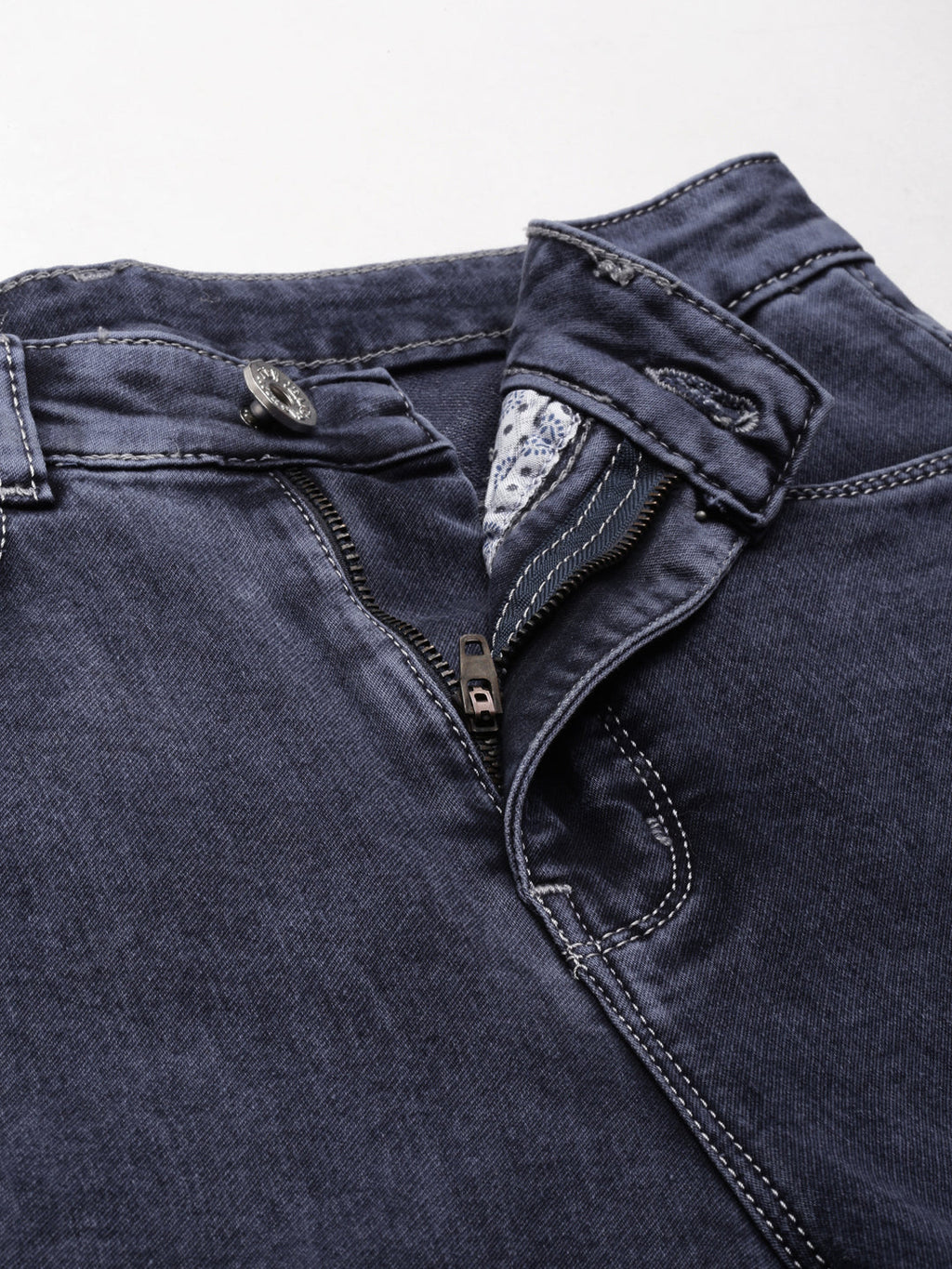 Women's Navy Blue Mid Rise Flared Clean Look Denim Jeans