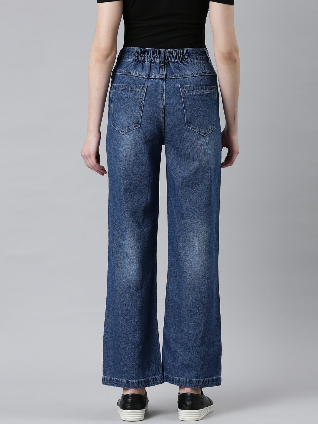 Women's Blue Jean Wide Leg High-Rise Light Fade Denim Jeans