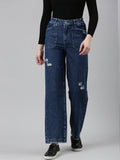 Women's Blue Jean Straight Fit Cotton Jeans