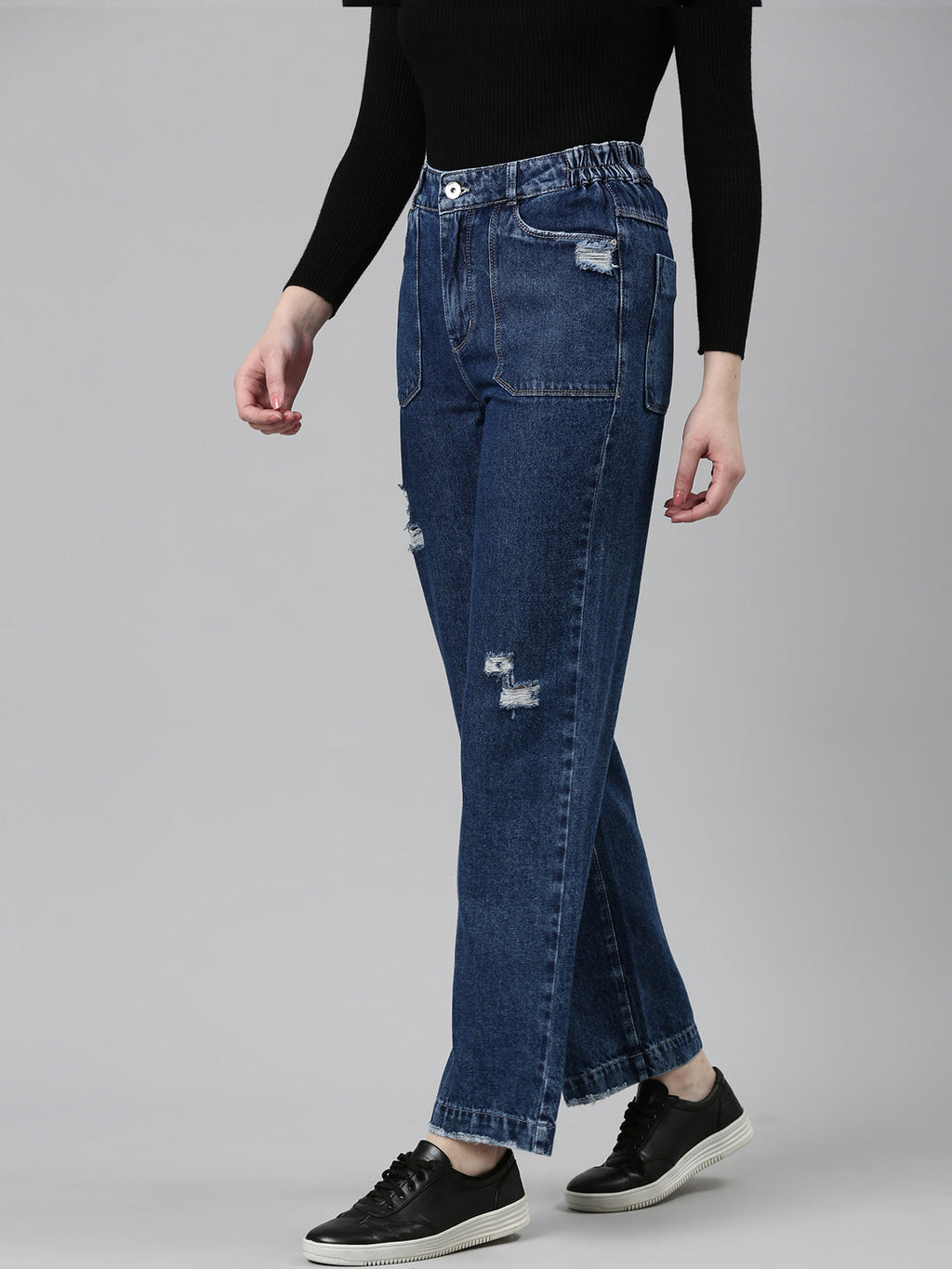 Women's Blue Jean Straight Fit Cotton Jeans