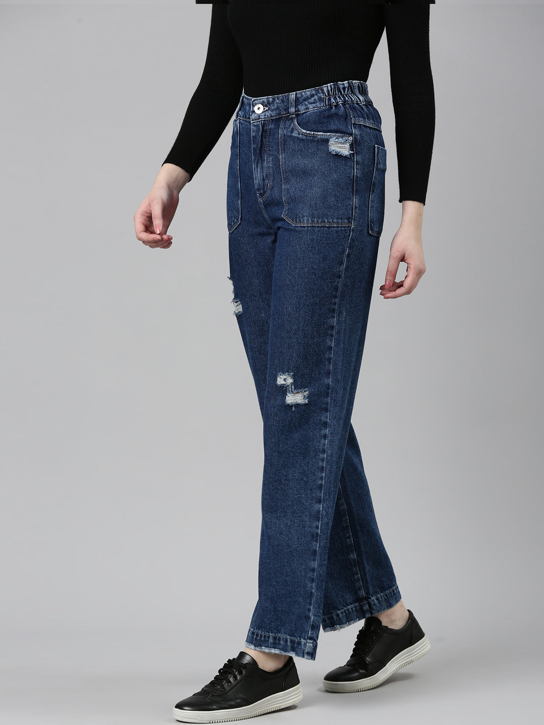 Women's Blue Jean Straight Fit Cotton Jeans