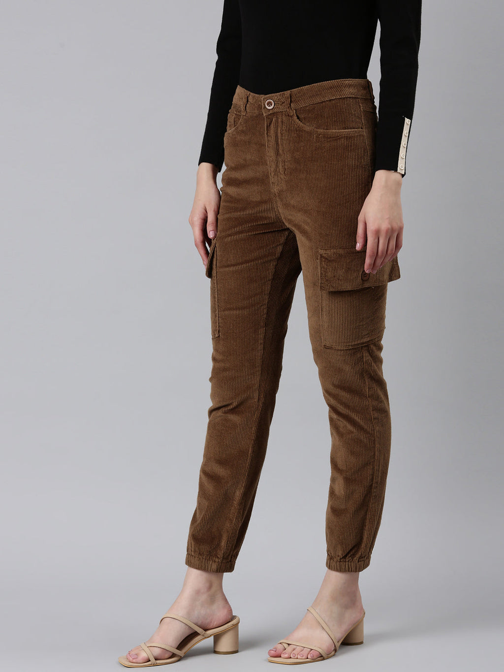 Women's Coffee Brown Solid Joggers