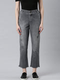Women's Grey Boyfriend Fit Heavy Denim Jeans