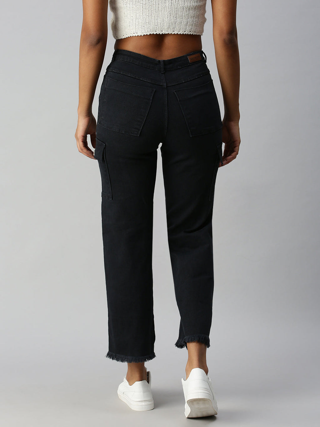 Women's Grey Wide Leg High-Rise Stretchable Jeans