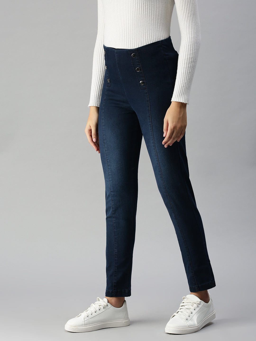 Women's Blue Super Skinny Fit High-Rise Light Fade Stretchable Jeans