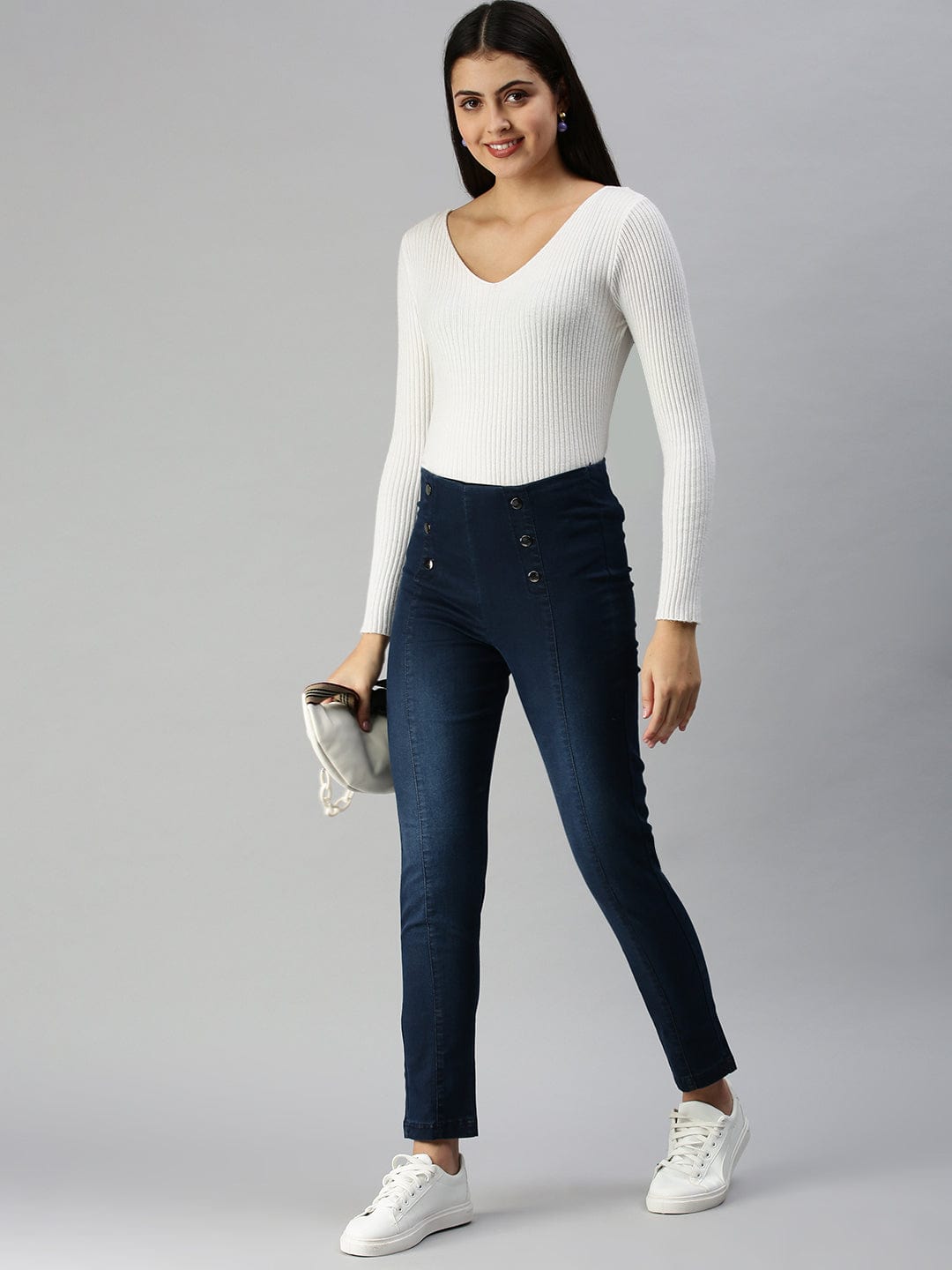 Women's Blue Super Skinny Fit High-Rise Light Fade Stretchable Jeans