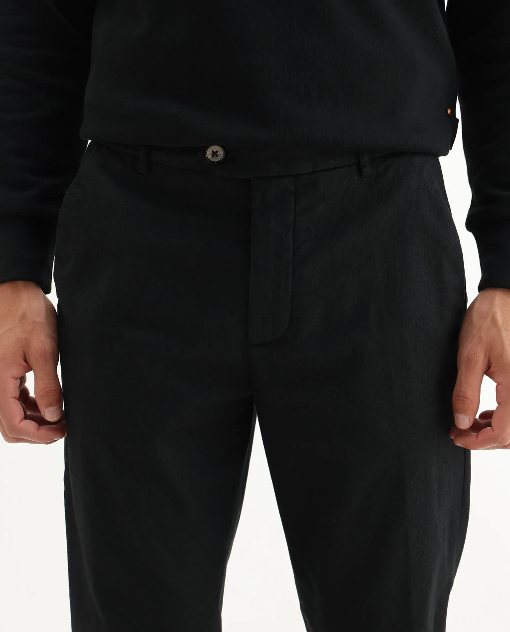 Rare Rabbit Men's Jes Black Cotton Blend Jacquard Relaxed Fit Trouser