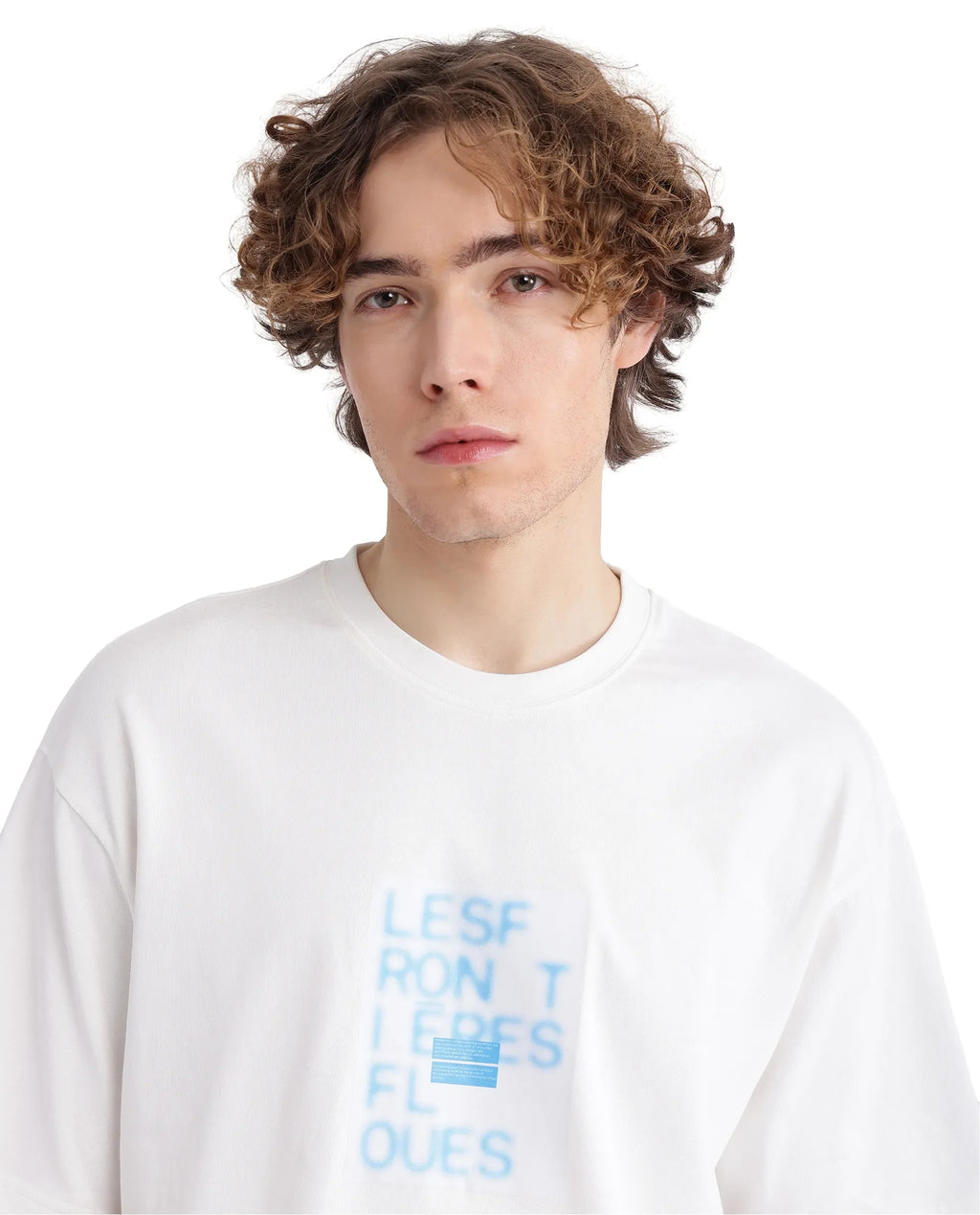 Rare Rabbit Men's Justin Off White Cotton Graphic Print Oversized Fit Half Sleeve Crew Neck T-Shirt