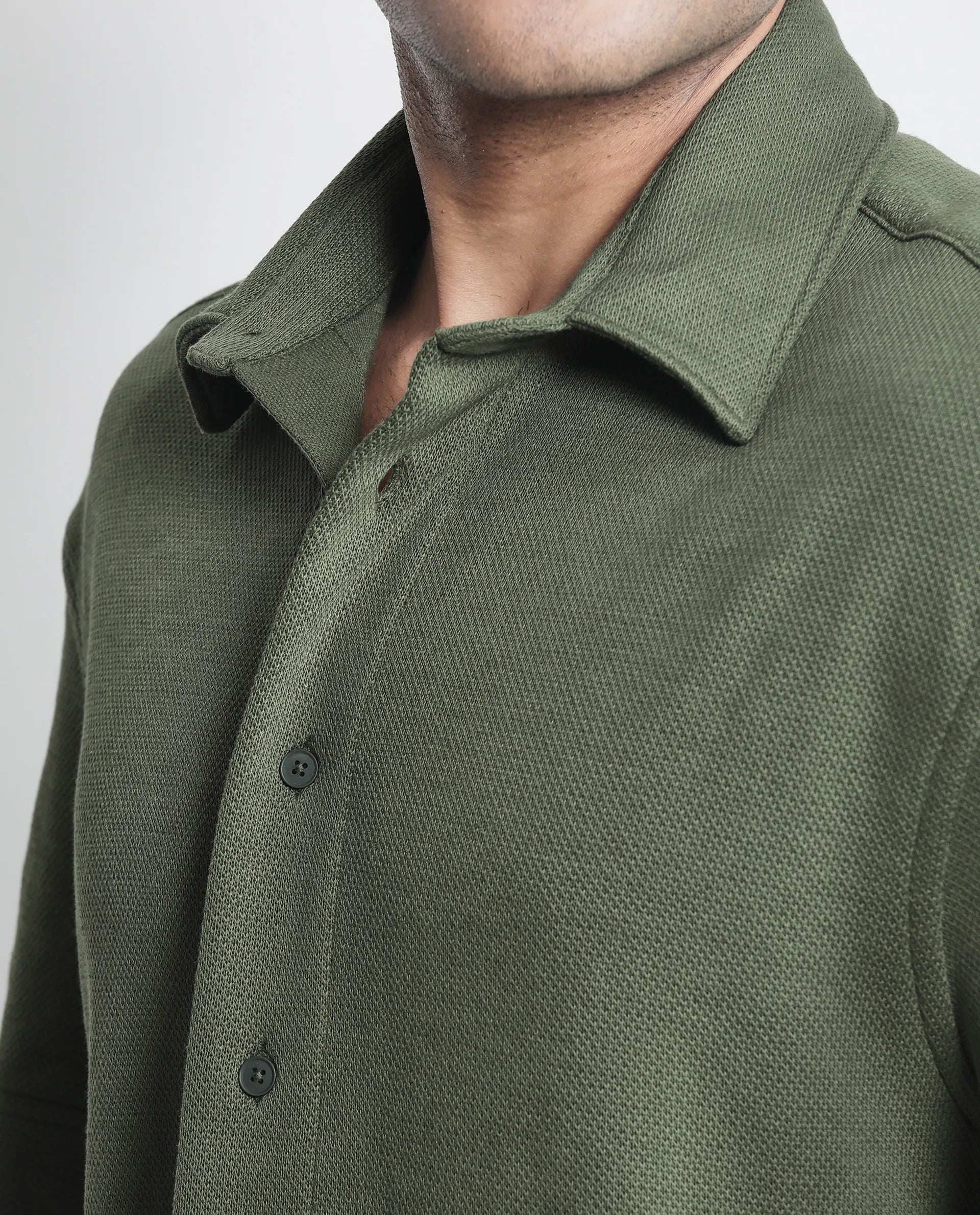 Rare Rabbit Men's Kash Dark Green Viscose Plain Boxy Fit Half Sleeve Collared Shirt