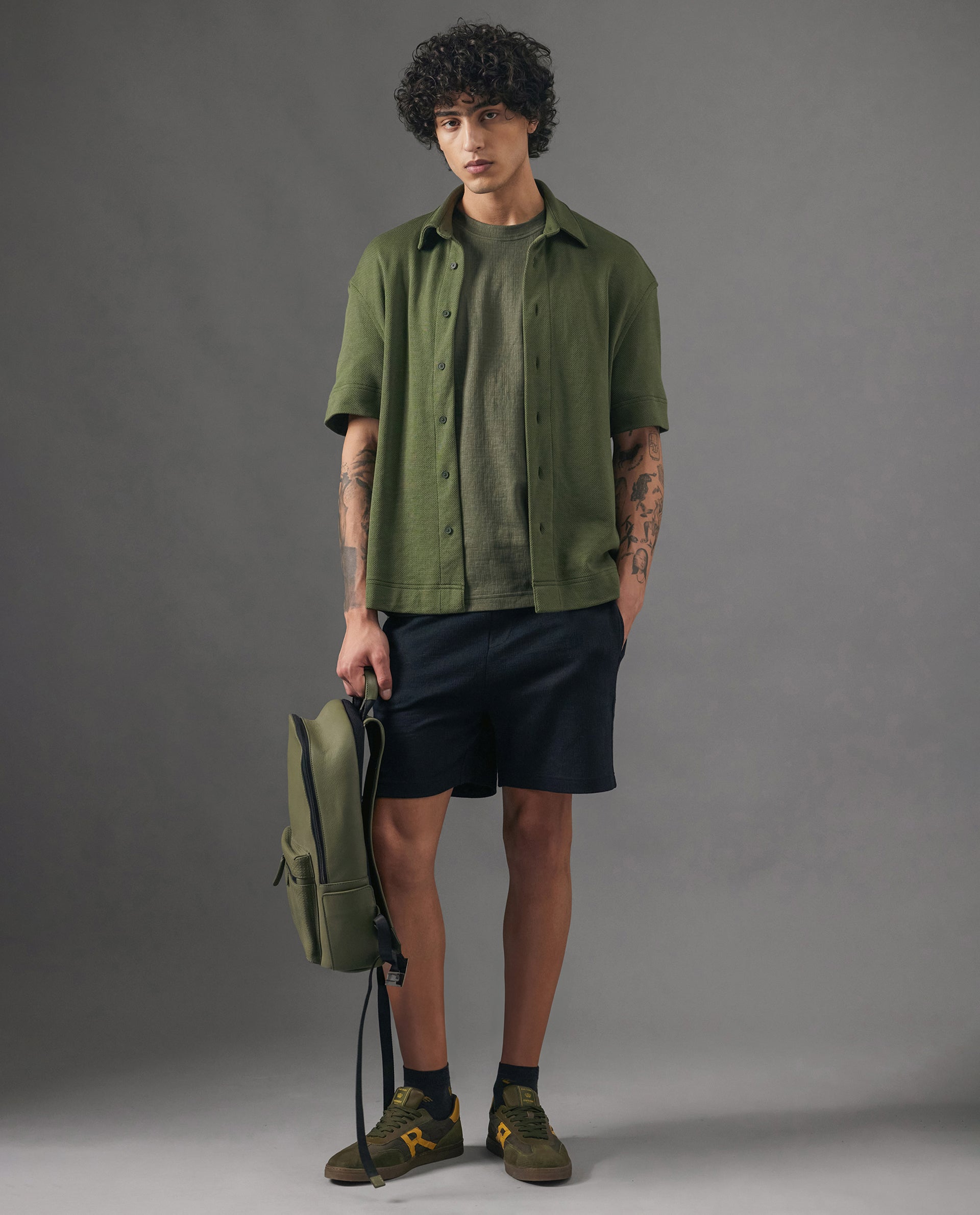 Rare Rabbit Men's Kelor Black Cotton Blend Plain Regular Fit Shorts