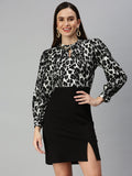 Women's Black Animal Sheath Dress