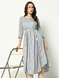 Women's Printed Empire Grey Kurta