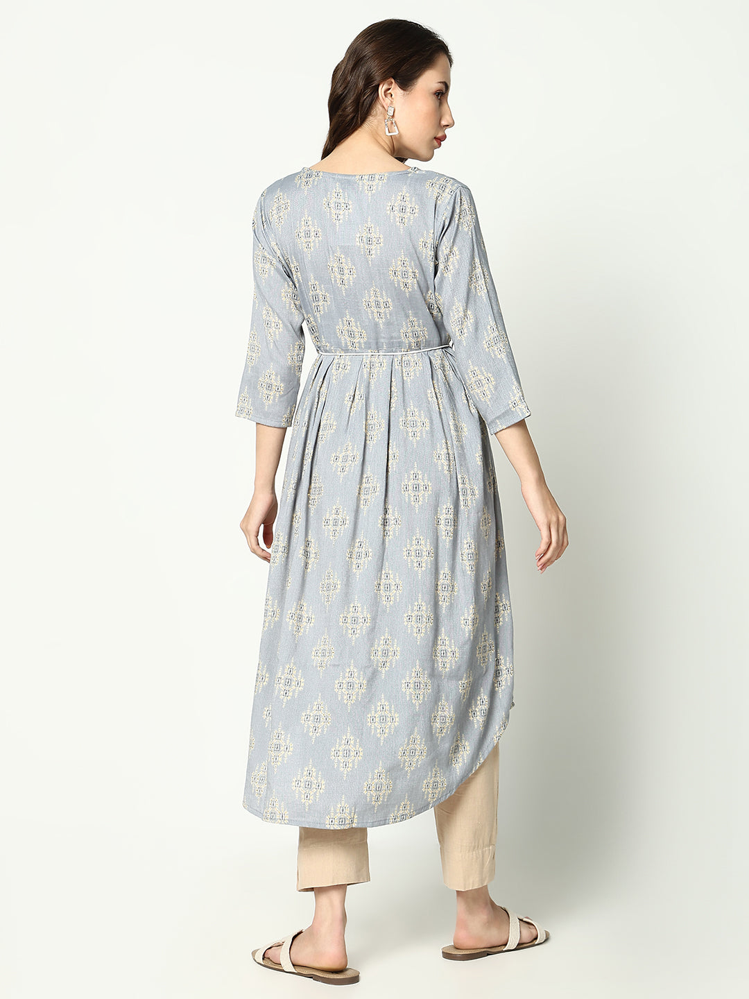 Women's Printed Empire Grey Kurta