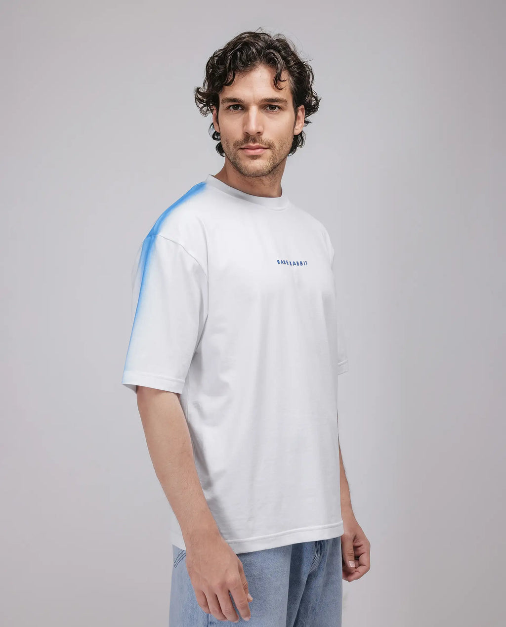 Rare Rabbit Men's Kruv White Cotton Printed Boxy Fit Half Sleeve Crew Neck T-Shirt