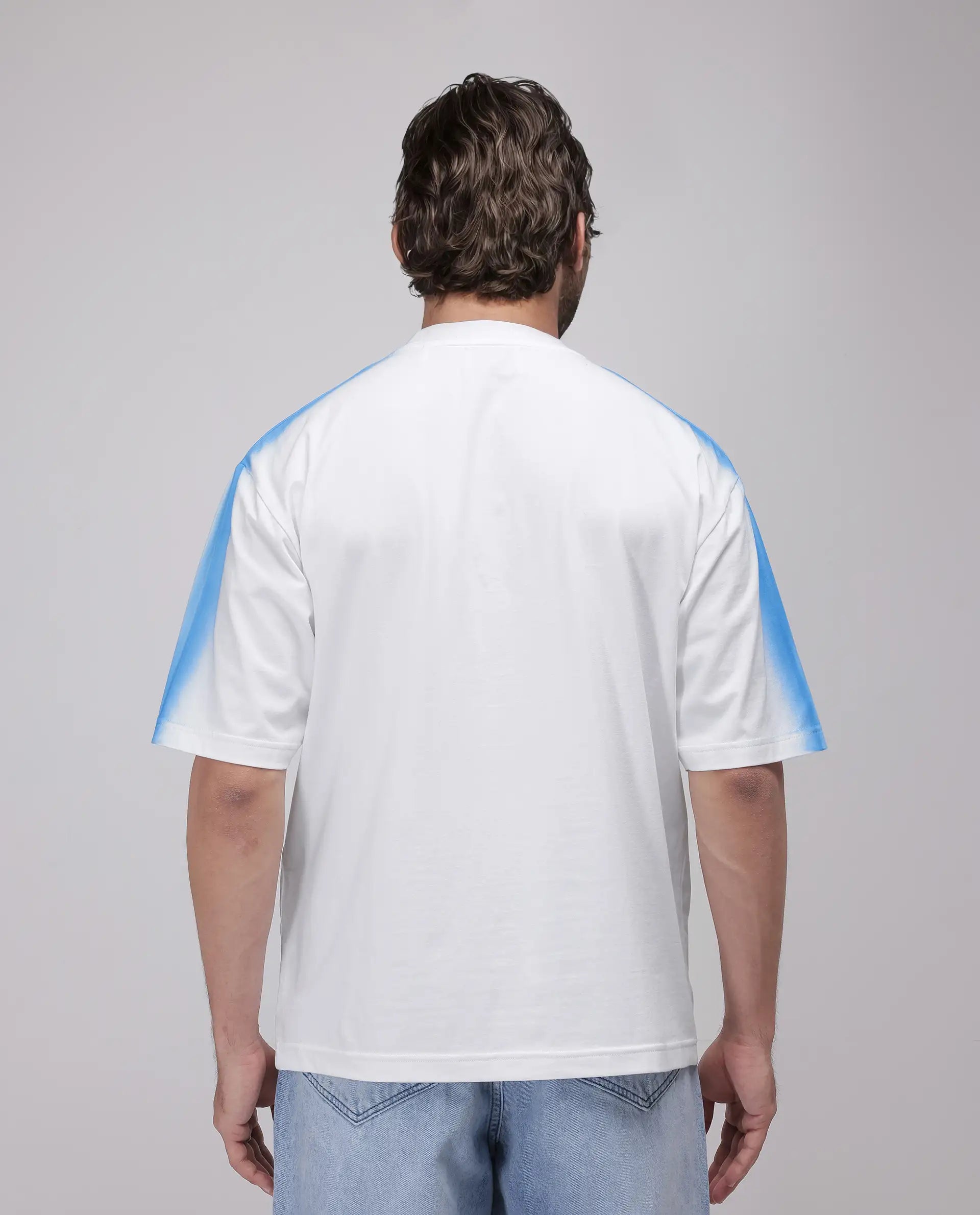 Rare Rabbit Men's Kruv White Cotton Printed Boxy Fit Half Sleeve Crew Neck T-Shirt