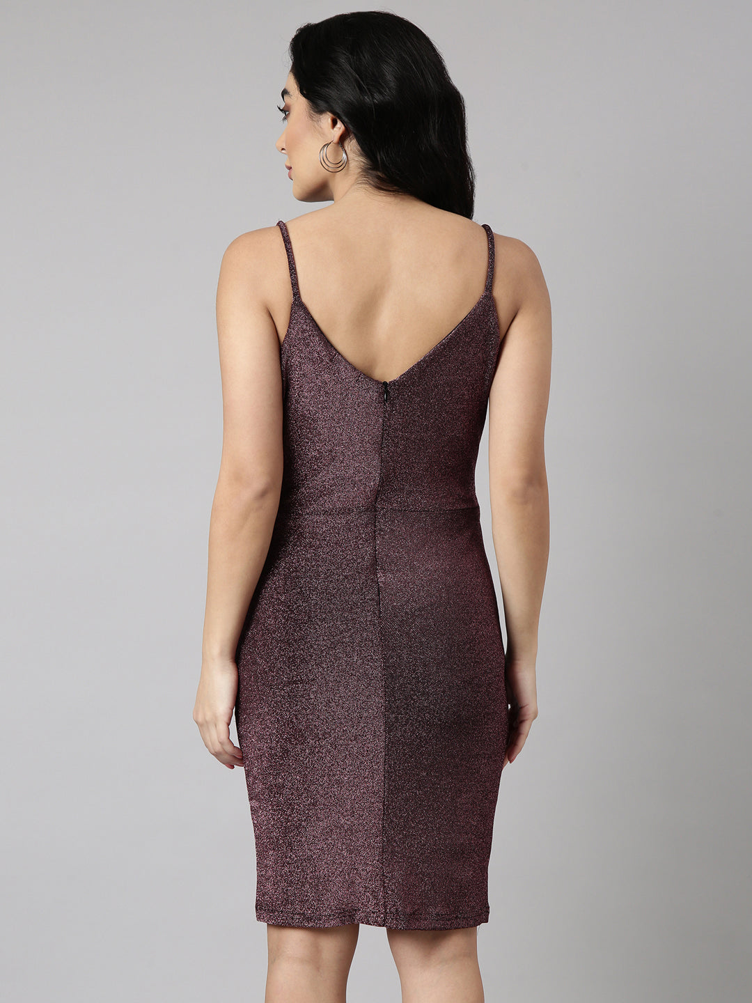 Women's Pink Shoulder Straps Wrap Bodycon Dress