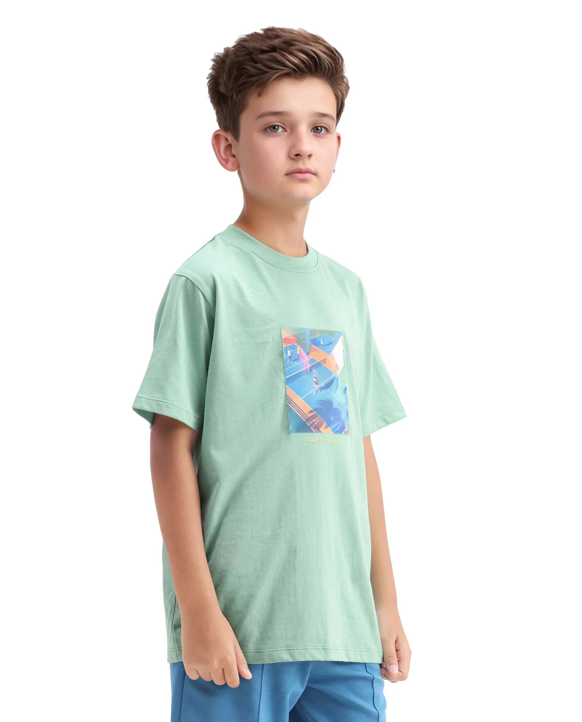 Rare Ones Kids Laker Light Turq Cotton Lenticular Sticker Regular Fit T-Shirt