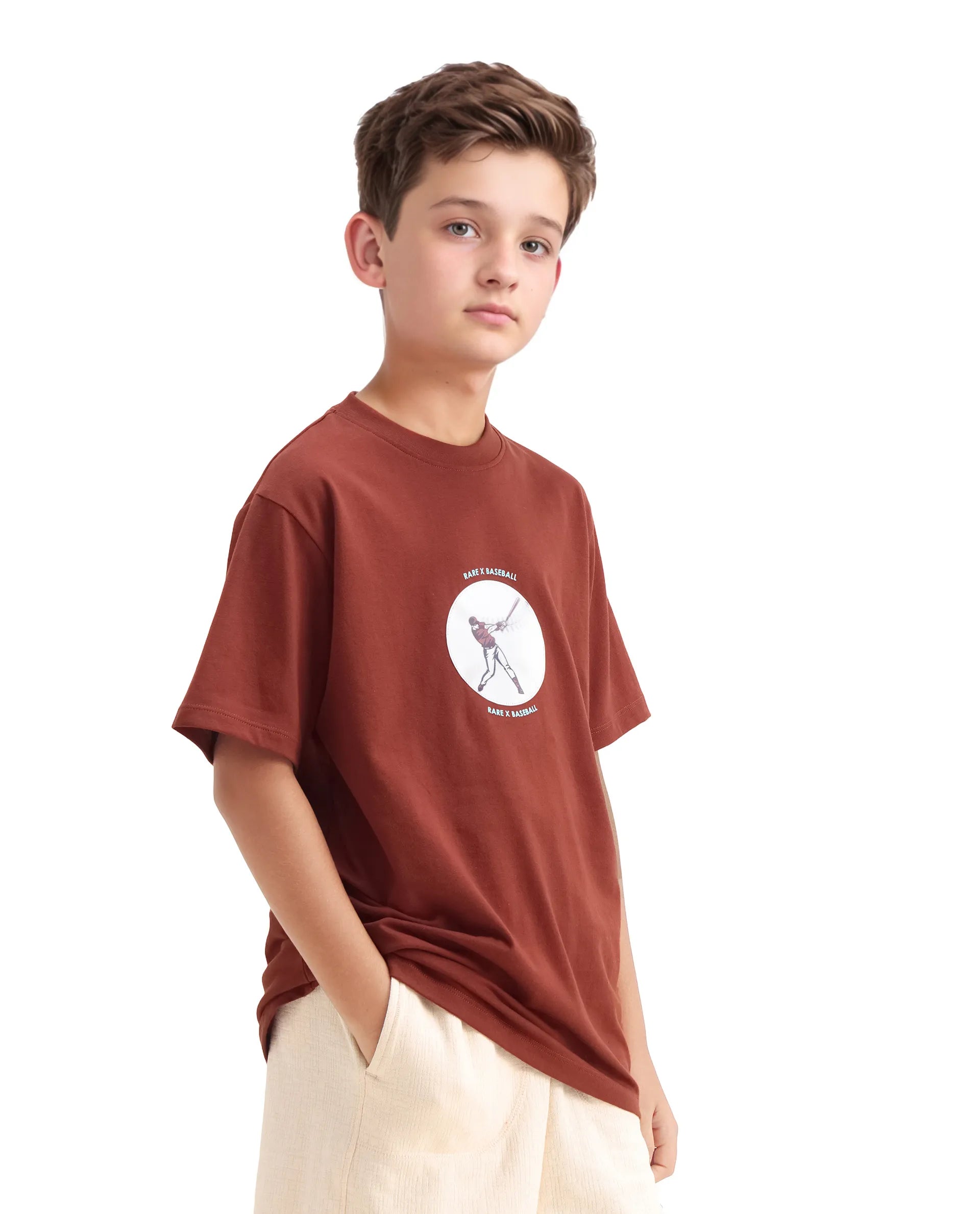 Rare Ones Kids Laker Rust Cotton Lenticular Sticker Regular Fit T-Shirt