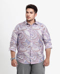 Rare Rabbit Men Lavato-L Light Purple Nylon Viscose Full Sleeve Cuban Collar Button Closure Boxy Fit Abstract Print Shirt