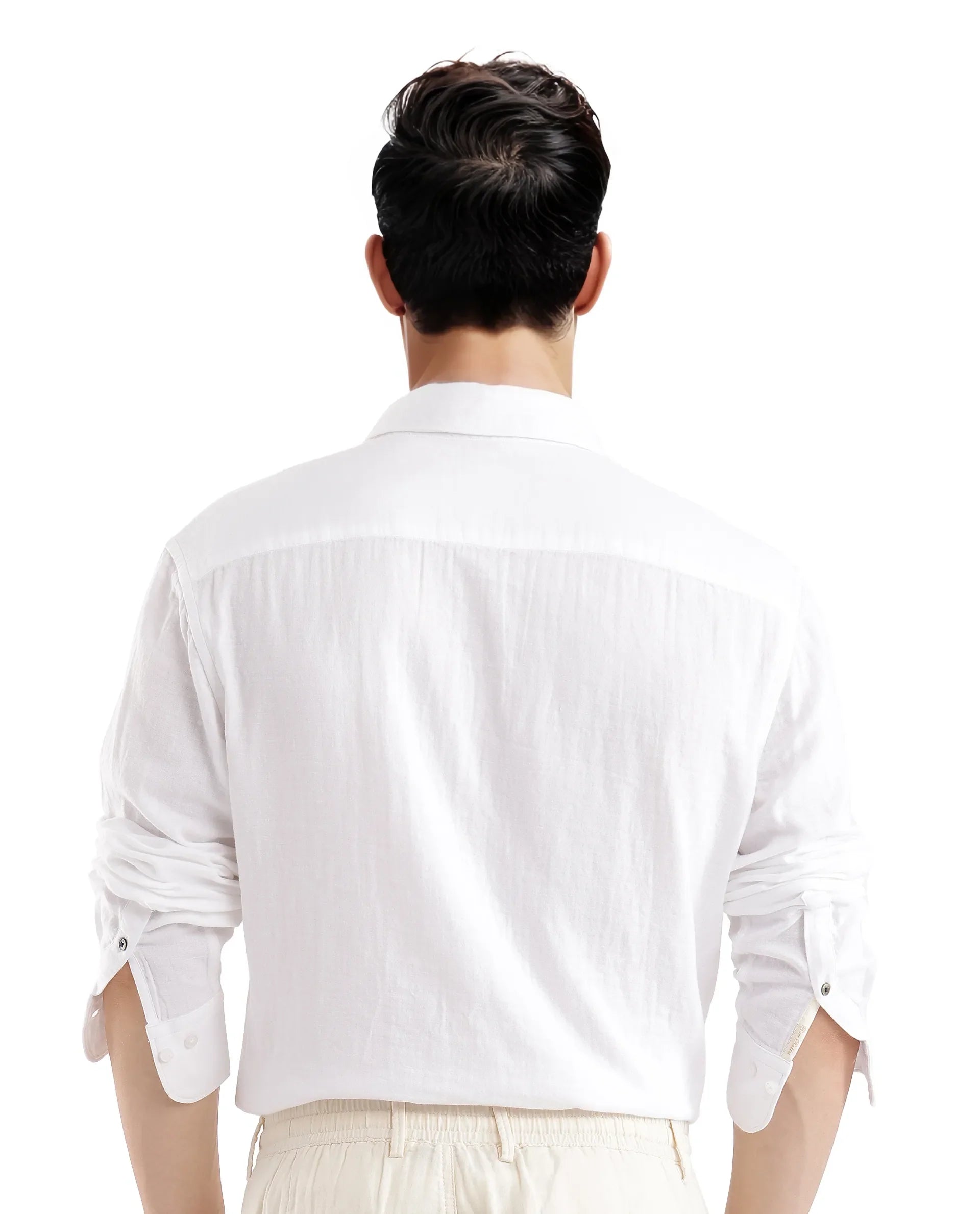 Rare Rabbit Men's Layerr Ls-25 White Plain Regular Fit Full Sleeve Collared Shirt