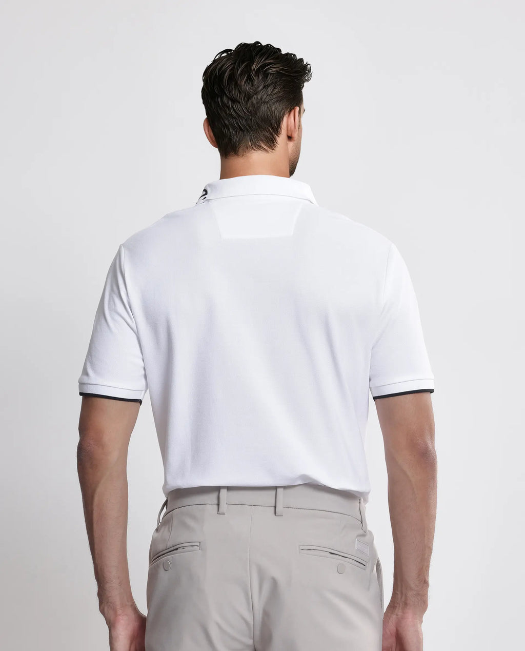 Rare Rabbit Men's Limo White Cotton Embroidered Regular Fit Half Sleeve Polo