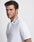Rare Rabbit Men's Limo White Cotton Embroidered Regular Fit Half Sleeve Polo
