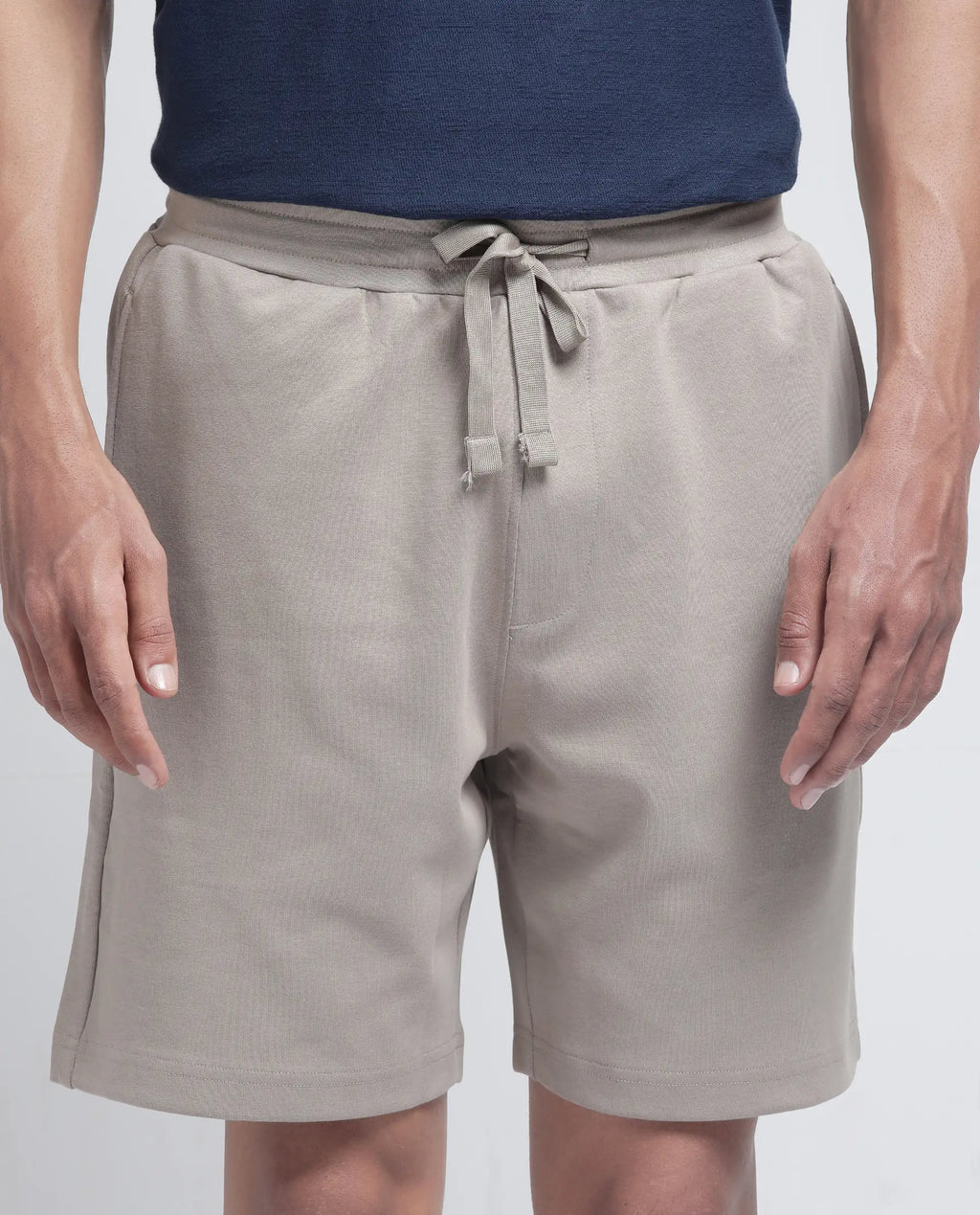 Rare Rabbit Men's Linor Beige Cotton Blend Plain Relaxed Fit Shorts