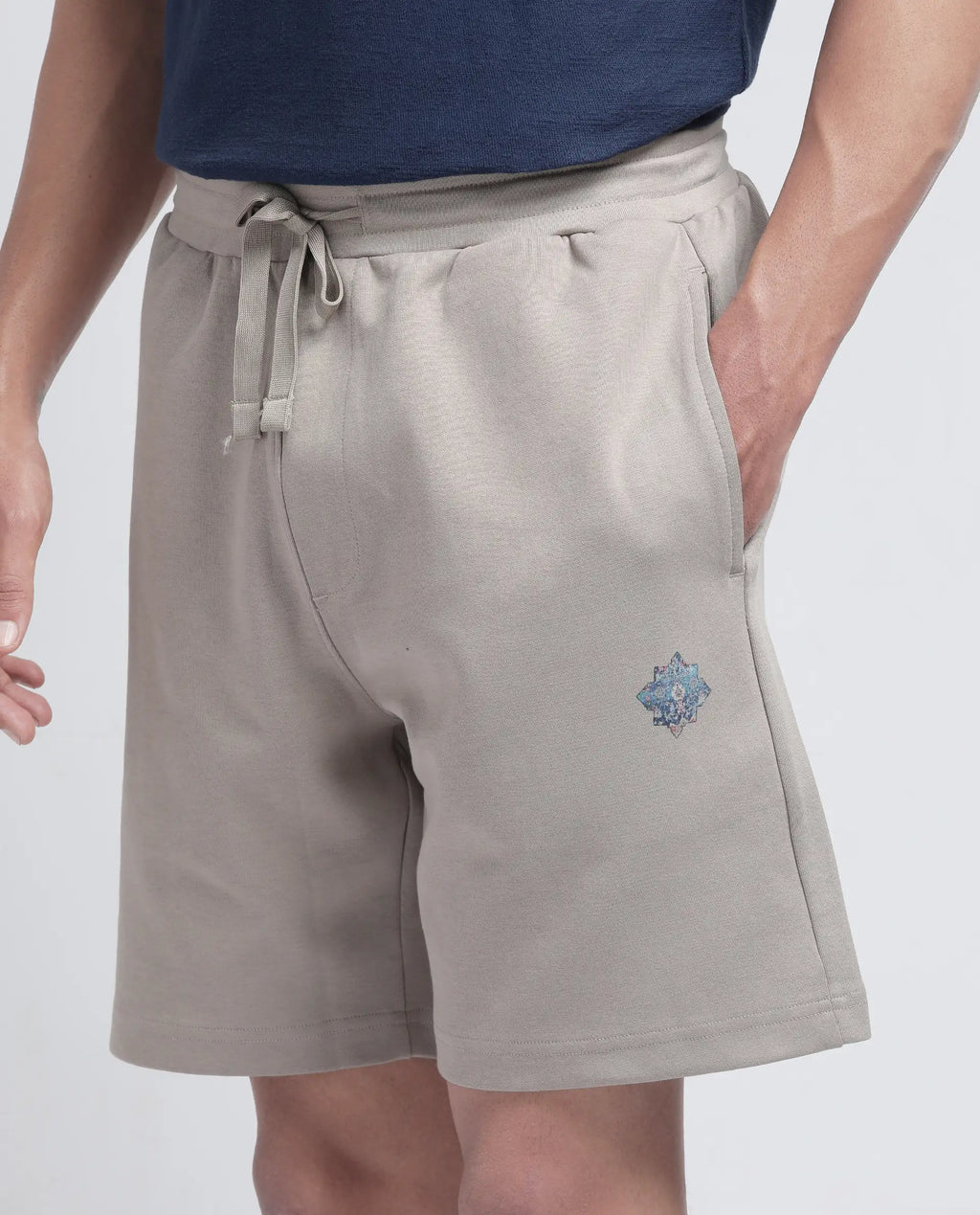 Rare Rabbit Men's Linor Beige Cotton Blend Plain Relaxed Fit Shorts