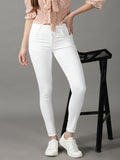 Women's White Skinny Fit Acid Wash Stretchable Cotton Jeans