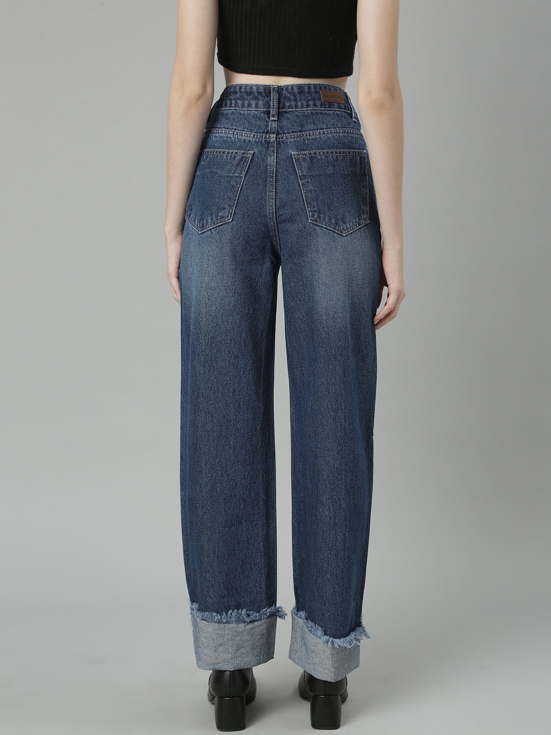 Women's Blue Jean Straight Fit Light Fade Acid Wash Jeans